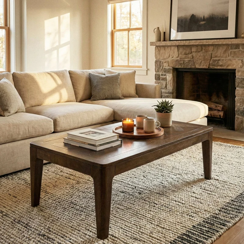 Couchtisch Mango Massivholz 120x60 cm, Walnuss-Finish von Wohnling
