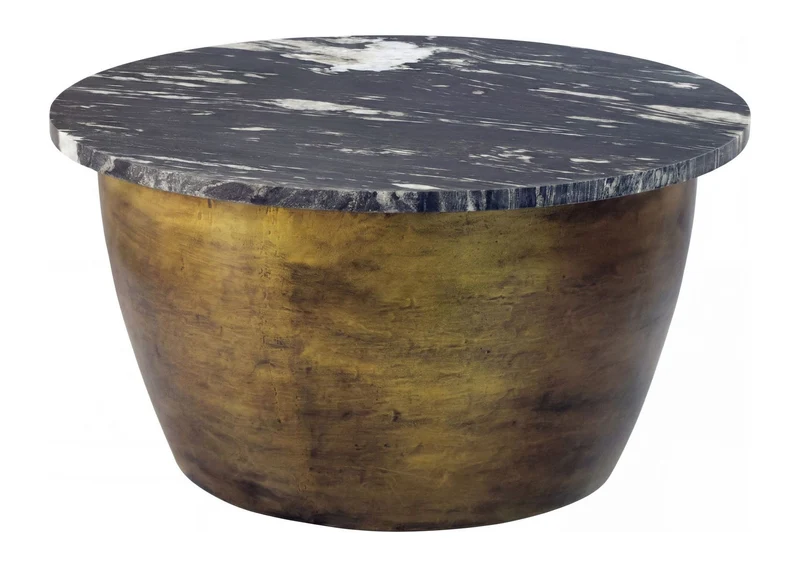 Couchtisch Marmor Gold 60 cm rund - Wohnling Design Sofatisch