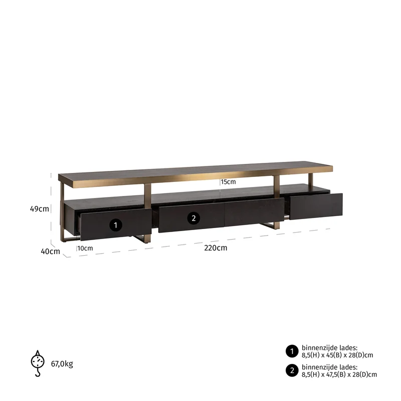 TV-Schrank Diddley Alexander Jones charcoal mit Goldakzenten