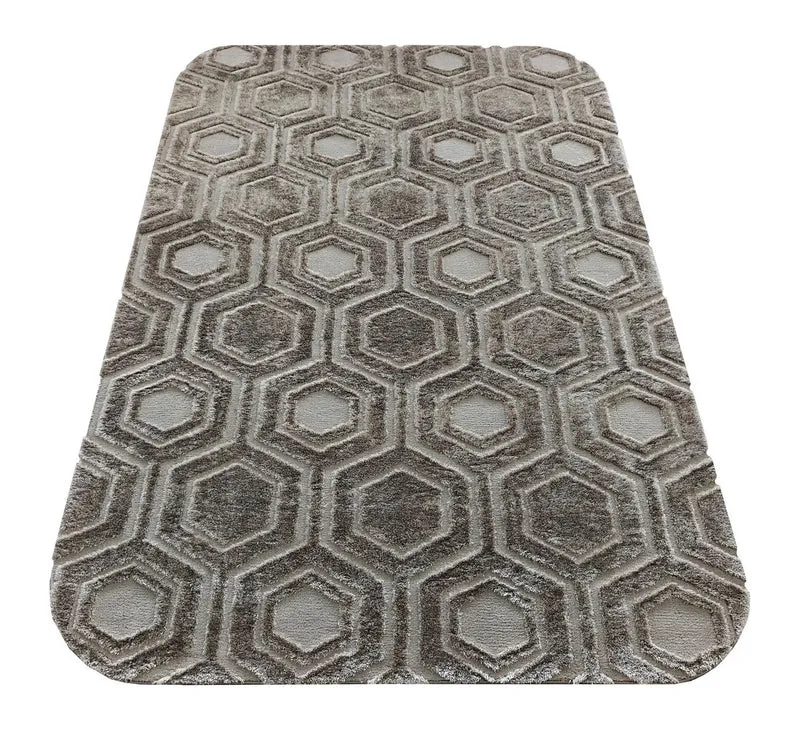 Richmond Teppich Odin brown 200x290 cm - Sechseck-Reliefmuster