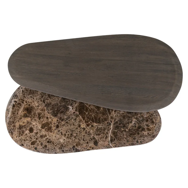 Couchtisch Castello 2er-Set, Eiche & Marmor Emperador, Charcoal