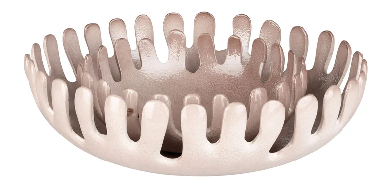 Tablett Onda im 2er-Set, Taupe mit Wellenform aus Aluminium