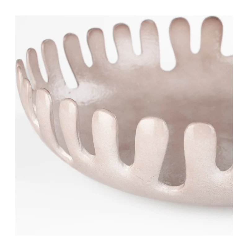 Tablett Onda im 2er-Set, Taupe mit Wellenform aus Aluminium