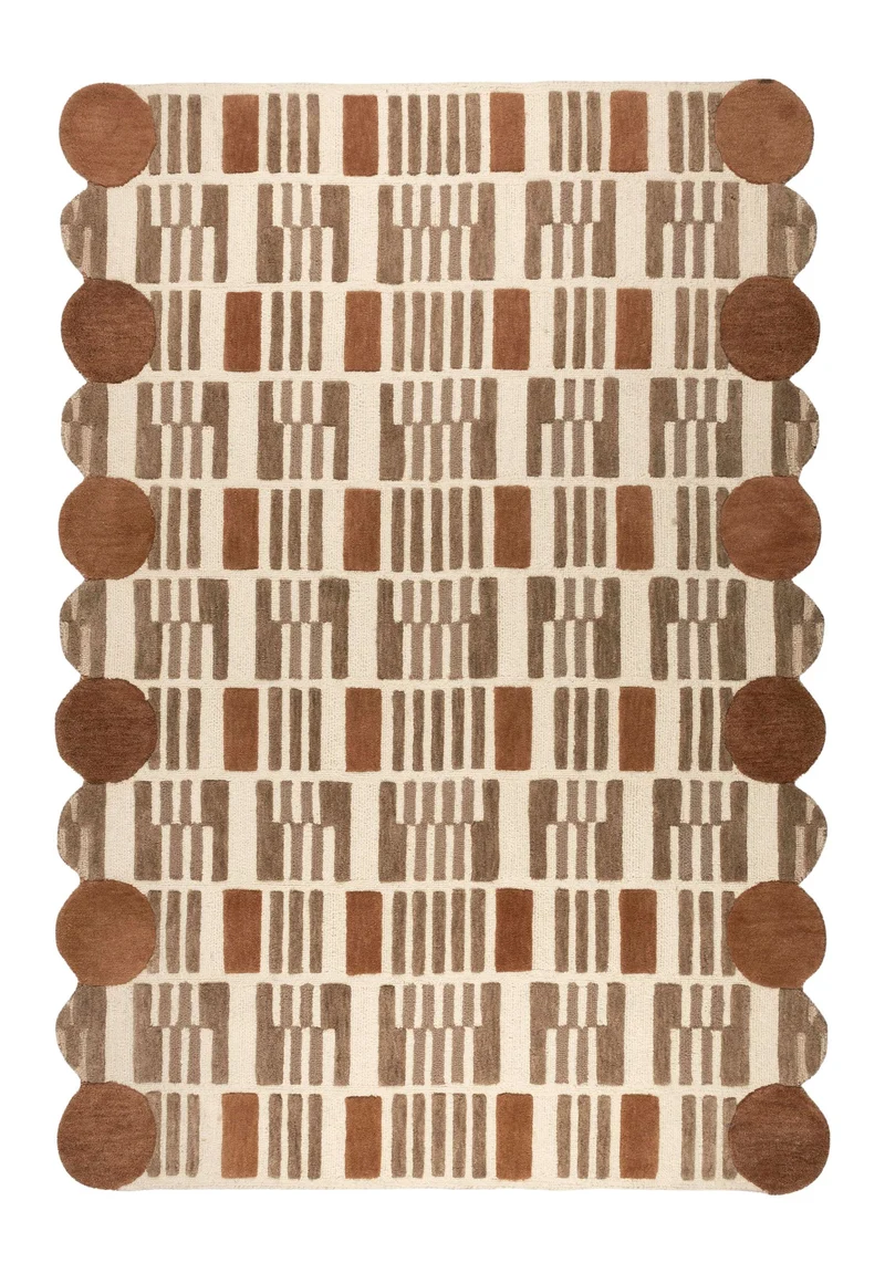 Teppich Mundra 160x230 cm aus 100% Wolle in Beige, Wohnzimmer