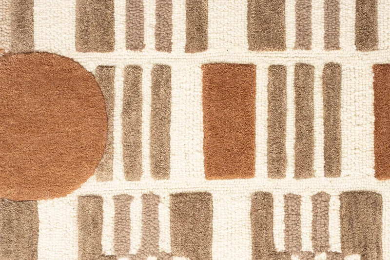 Teppich Mundra 160x230 cm aus 100% Wolle in Beige, Wohnzimmer