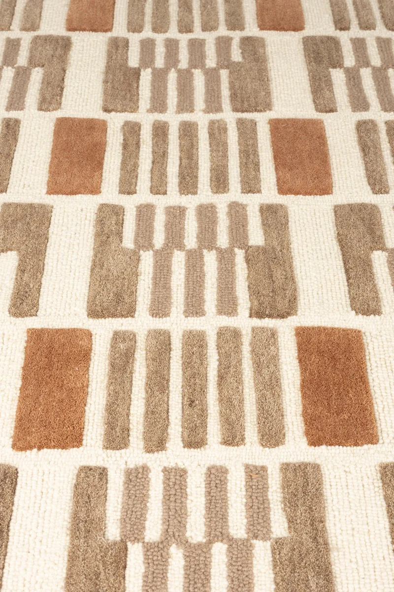 Teppich Mundra 160x230 cm aus 100% Wolle in Beige, Wohnzimmer