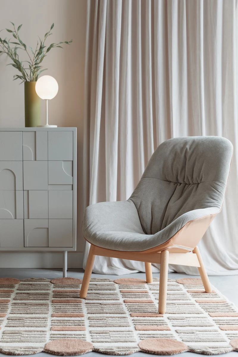 Teppich Mundra 160x230 cm aus 100% Wolle in Beige, Wohnzimmer