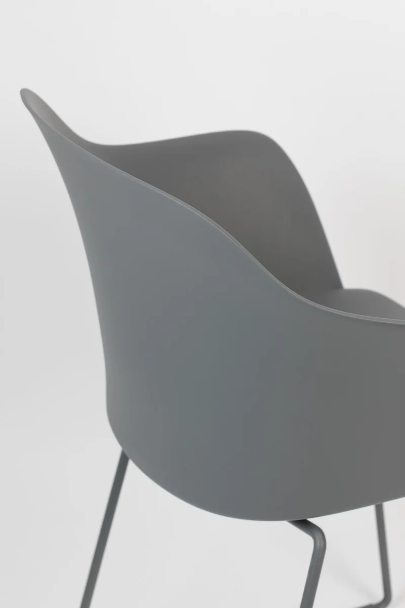 Sessel Tango im 2er-Set, Grau mit Stahlgestell für das Wohnzimmer