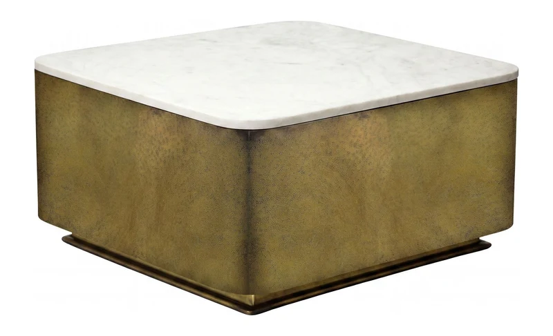 Couchtisch Kubus 60x60 cm aus Marmor mit goldenem Metallgestell