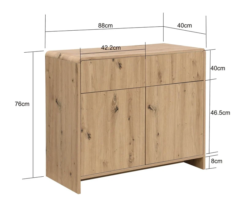 Sideboard Eiche Dekor 88 cm von Wohnling mit Push-to-Open-System