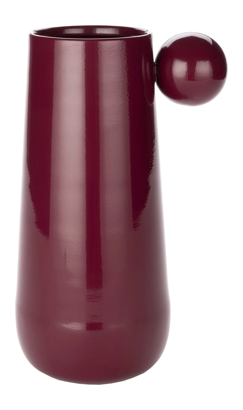Dutchbone Vase Dot L Bordeaux aus Eisen mit glänzender Oberfläche