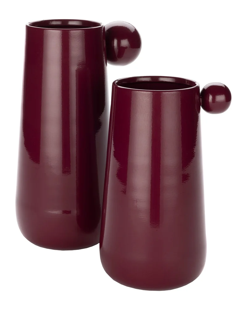 Dutchbone Vase Dot L Bordeaux aus Eisen mit glänzender Oberfläche