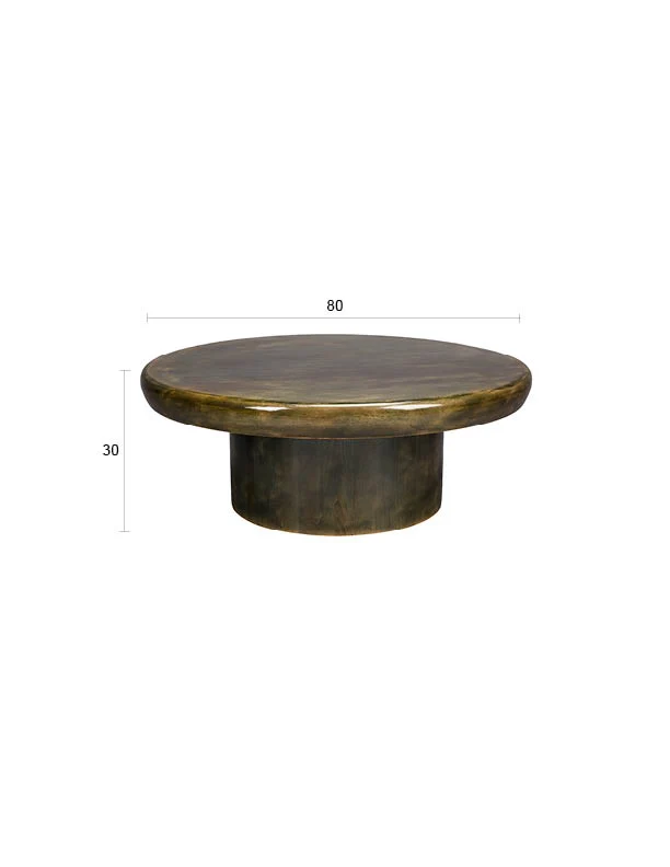 Couchtisch Mush 80 aus Mangoholz in Grün, Dutchbone Retro-Design