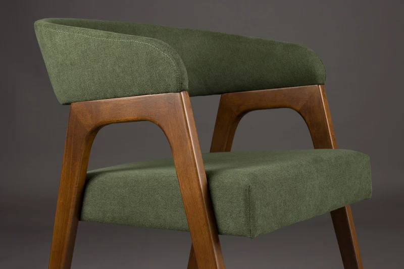 Sessel Adamello Green im 2er-Set, Stoffbezug mit Gummibaumholz