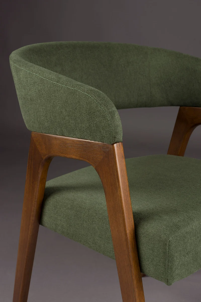 Sessel Adamello Green im 2er-Set, Stoffbezug mit Gummibaumholz