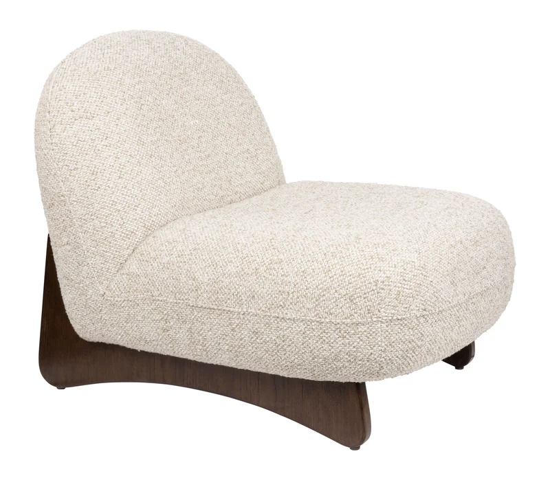 Loungesessel Loom Beige mit Eschenholz-Gestell im Boho-Vintage-Stil