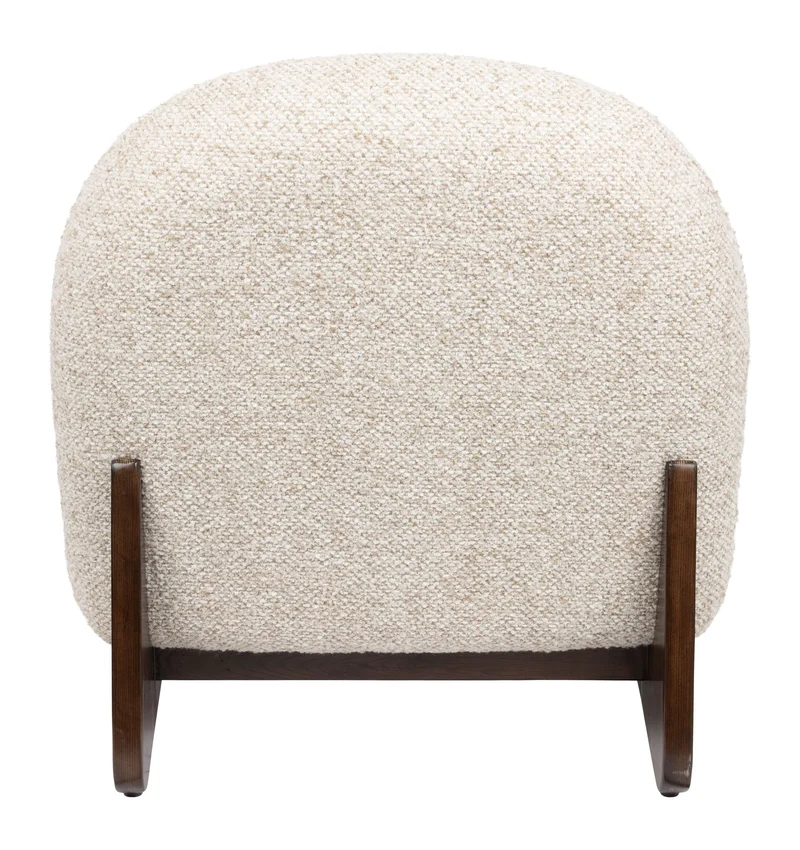 Loungesessel Loom Beige mit Eschenholz-Gestell im Boho-Vintage-Stil