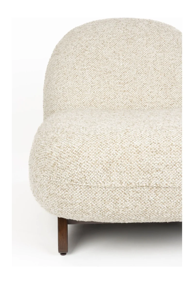 Loungesessel Loom Beige mit Eschenholz-Gestell im Boho-Vintage-Stil
