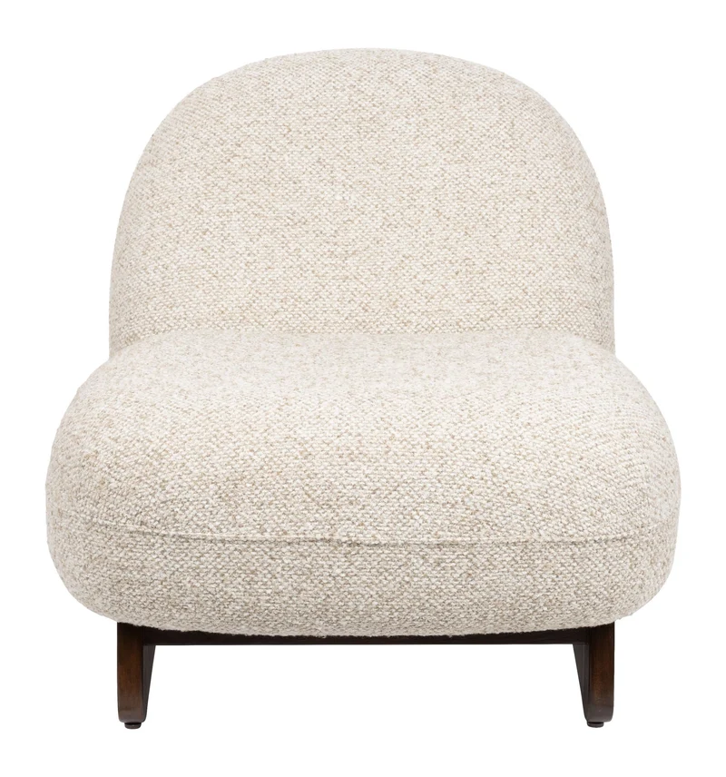 Loungesessel Loom Beige mit Eschenholz-Gestell im Boho-Vintage-Stil
