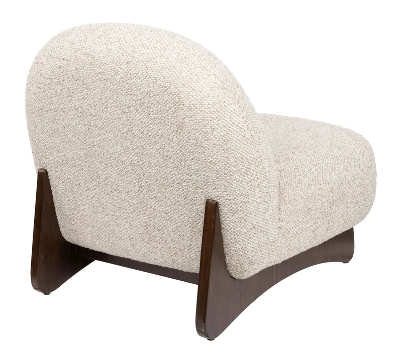 Loungesessel Loom Beige mit Eschenholz-Gestell im Boho-Vintage-Stil