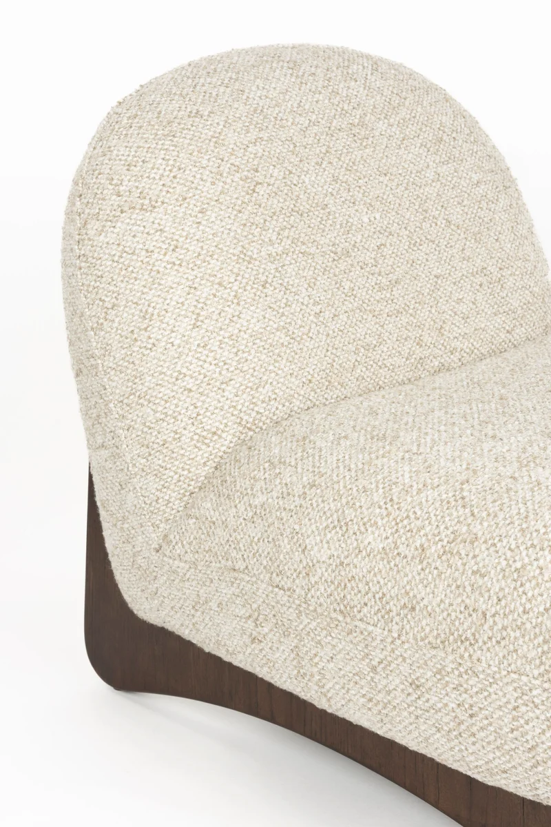 Loungesessel Loom Beige mit Eschenholz-Gestell im Boho-Vintage-Stil