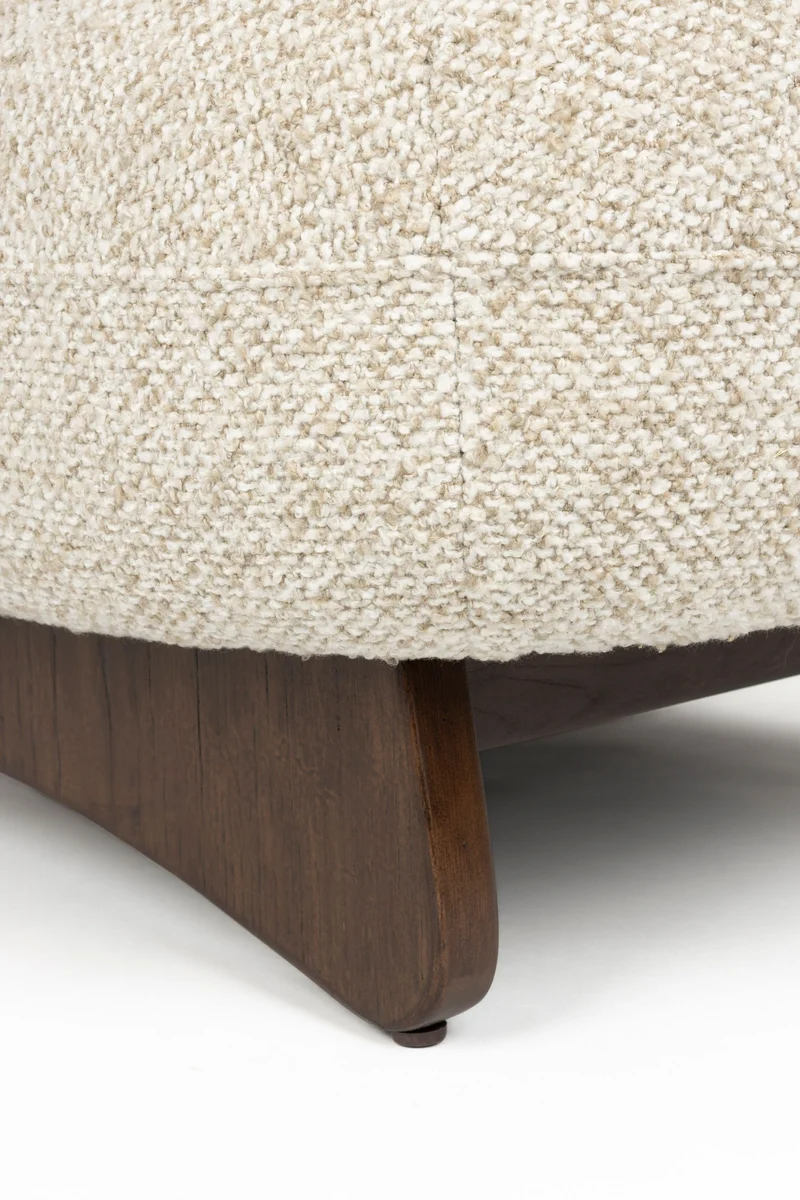 Loungesessel Loom Beige mit Eschenholz-Gestell im Boho-Vintage-Stil