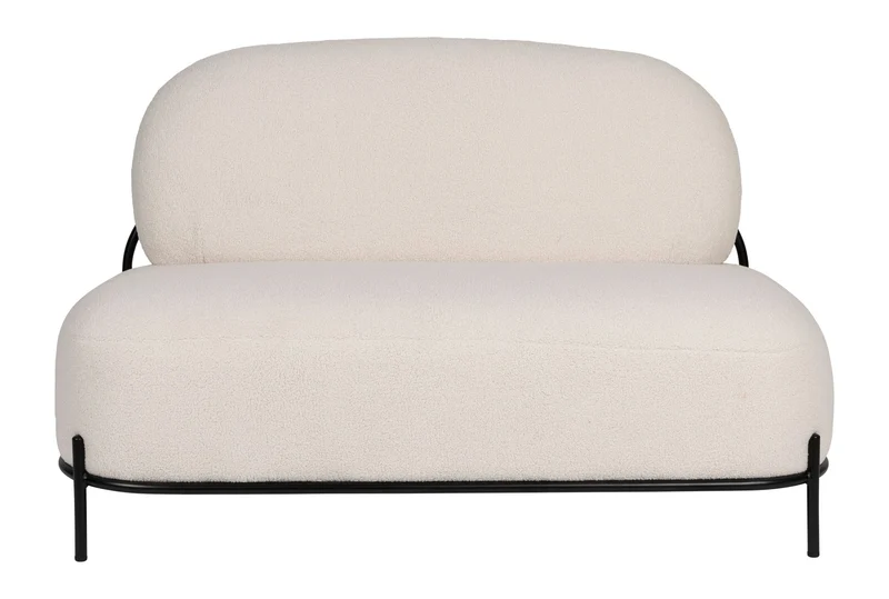 2-Sitzer Sofa Polly aus Teddy-Stoff in Ivory für Wohnzimmer