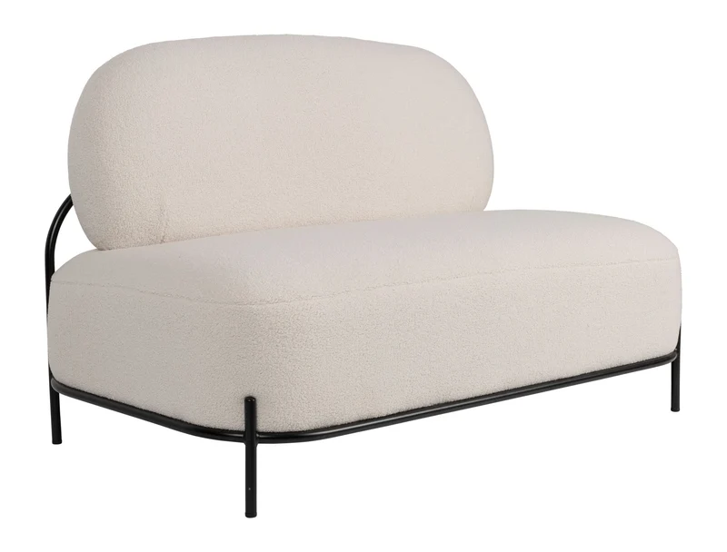2-Sitzer Sofa Polly aus Teddy-Stoff in Ivory für Wohnzimmer