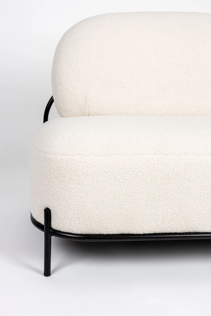 2-Sitzer Sofa Polly aus Teddy-Stoff in Ivory für Wohnzimmer