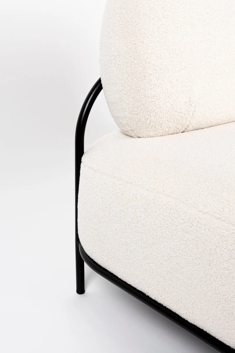 2-Sitzer Sofa Polly aus Teddy-Stoff in Ivory für Wohnzimmer