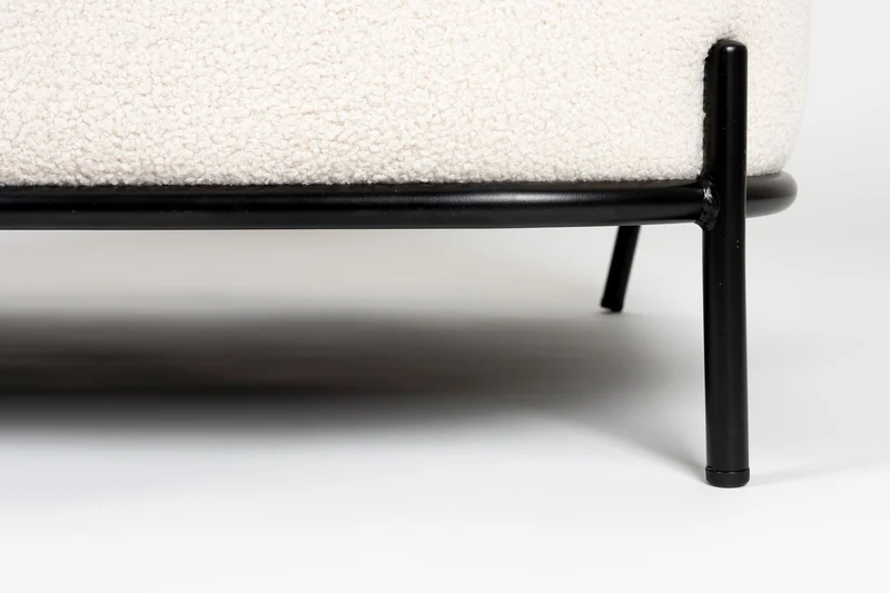 2-Sitzer Sofa Polly aus Teddy-Stoff in Ivory für Wohnzimmer