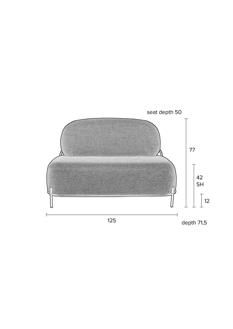 2-Sitzer Sofa Polly aus Teddy-Stoff in Ivory für Wohnzimmer