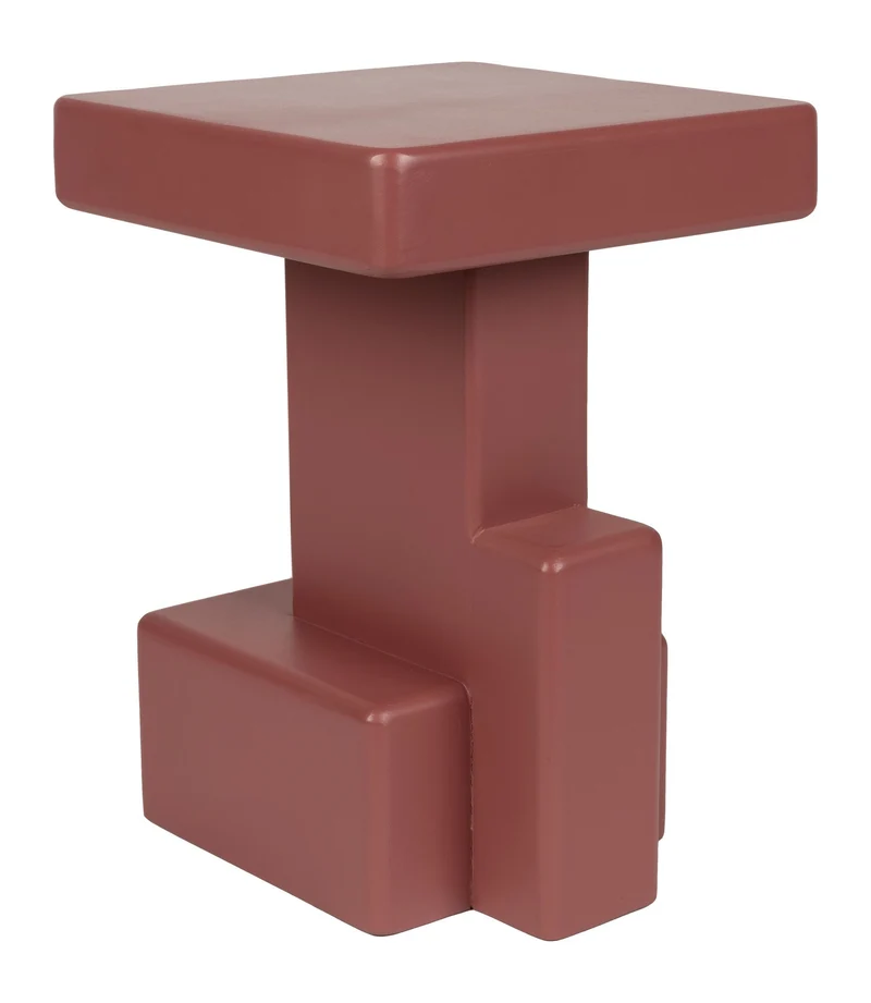 Beistelltisch Blast mit brutalistischem Blockdesign aus MDF in Rot