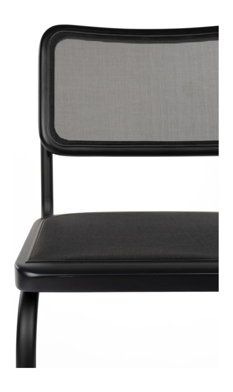 Esszimmerstuhl Carree im 2er-Set, Schwarz mit Mesh-Rückenlehne