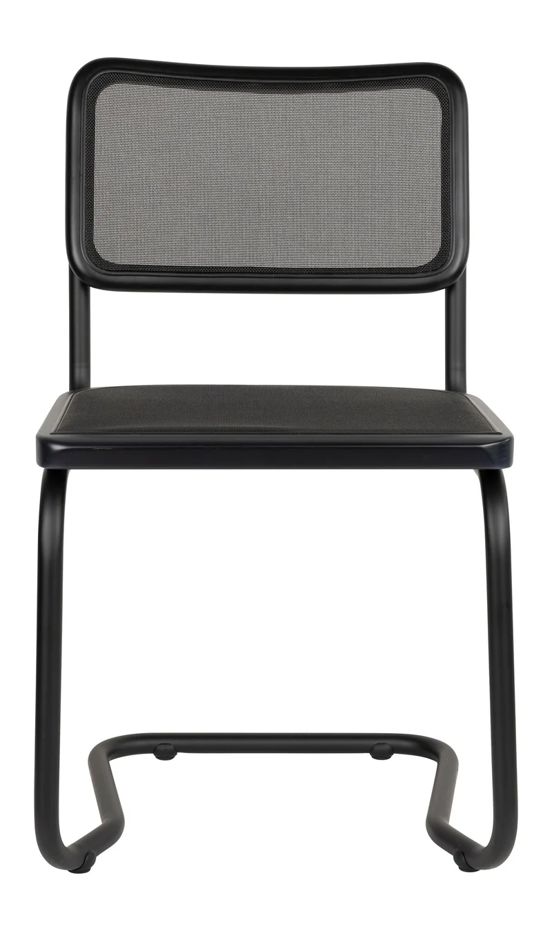Esszimmerstuhl Carree im 2er-Set, Schwarz mit Mesh-Rückenlehne
