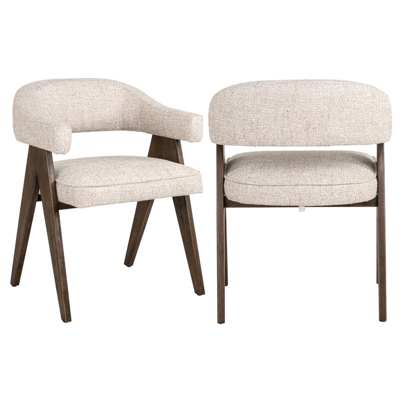 Esszimmerstuhl Mori Cream Tweed – Richmond mit Massivholzgestell