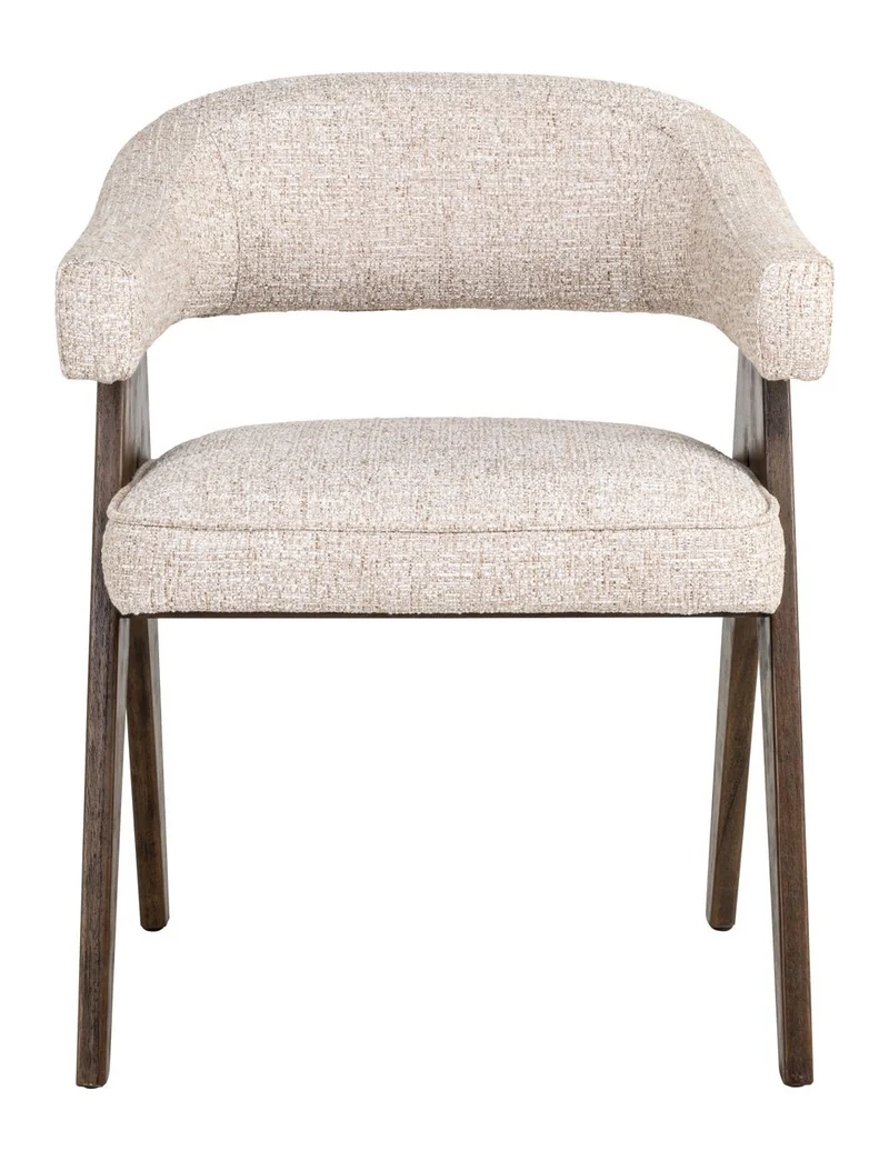 Esszimmerstuhl Mori Cream Tweed – Richmond mit Massivholzgestell