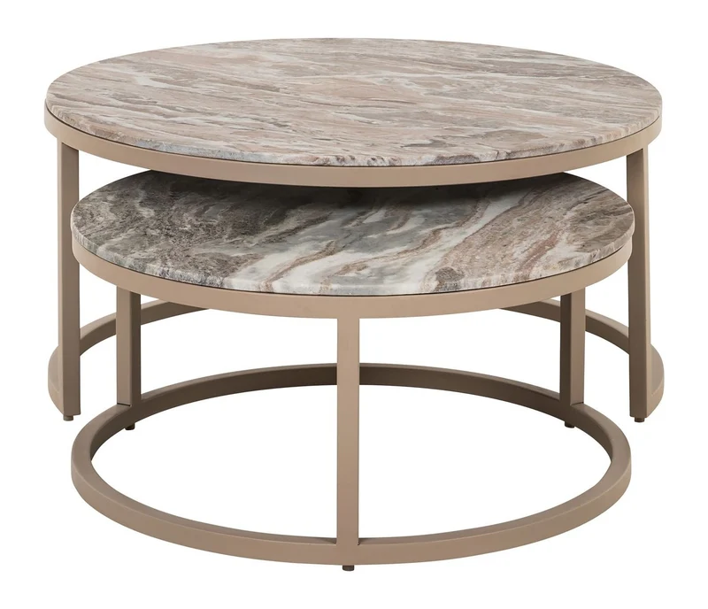 Richmond Couchtisch Fairfax clay im 2er-Set aus Eisen & Marmor