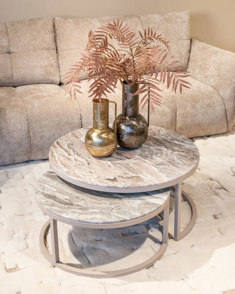 Richmond Couchtisch Fairfax clay im 2er-Set aus Eisen & Marmor