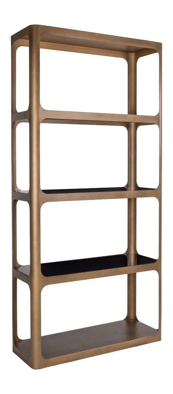 Vitrine Claridge in Gold Antique - Standvitrine mit Glasregalen