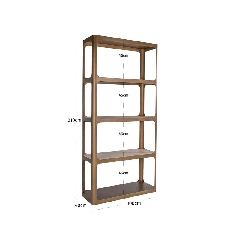 Vitrine Claridge in Gold Antique - Standvitrine mit Glasregalen