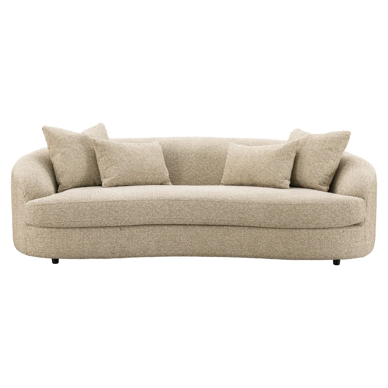 Sofa Morena Richmond Cream Blockweave, gerundetes Design, 235 cm breit