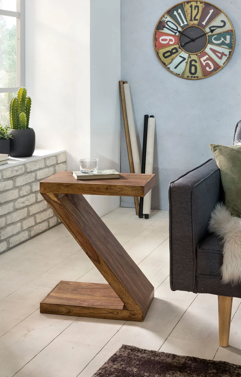 Beistelltisch Mumbai 59cm Sheesham Massivholz braun Landhausstil