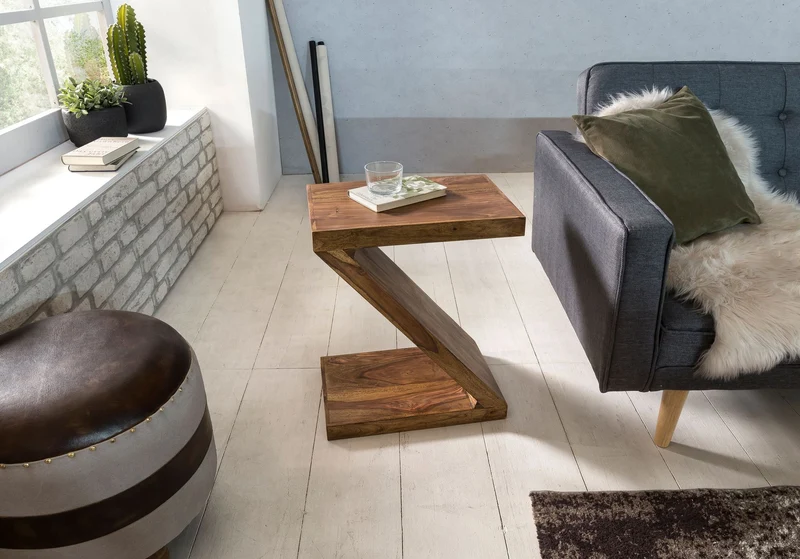 Beistelltisch Mumbai 59cm Sheesham Massivholz braun Landhausstil