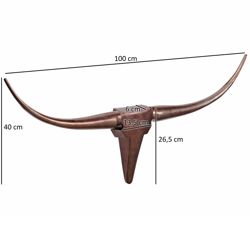 Deko Geweih Bull M 100cm Bronze Aluminium Stierkopf Modern