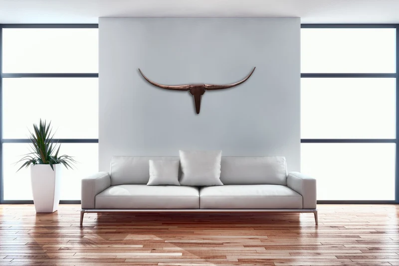 Deko Geweih Bull M 100cm Bronze Aluminium Stierkopf Modern