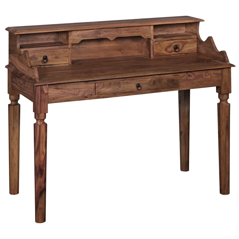 Schreibtisch Sheesham Massivholz 115x100x60cm 3 Schubladen Landhausstil