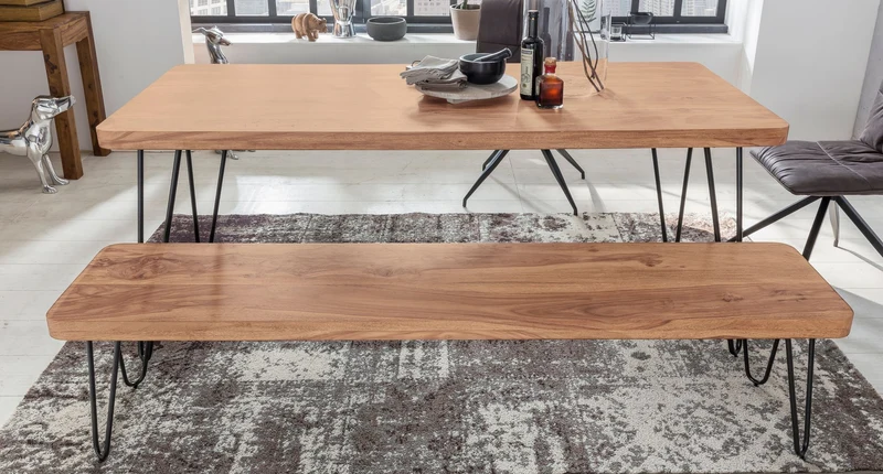 Sitzbank BAGLI 160cm Akazie Massivholz Landhausstil Naturprodukt