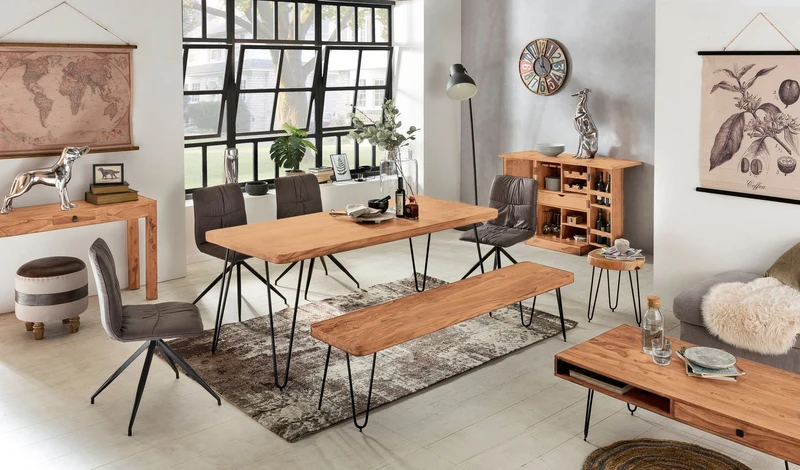 Sitzbank BAGLI 160cm Akazie Massivholz Landhausstil Naturprodukt