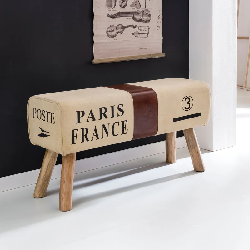 Turnbock Sitzbank CANVAS 91x51x30cm Echtleder Braun